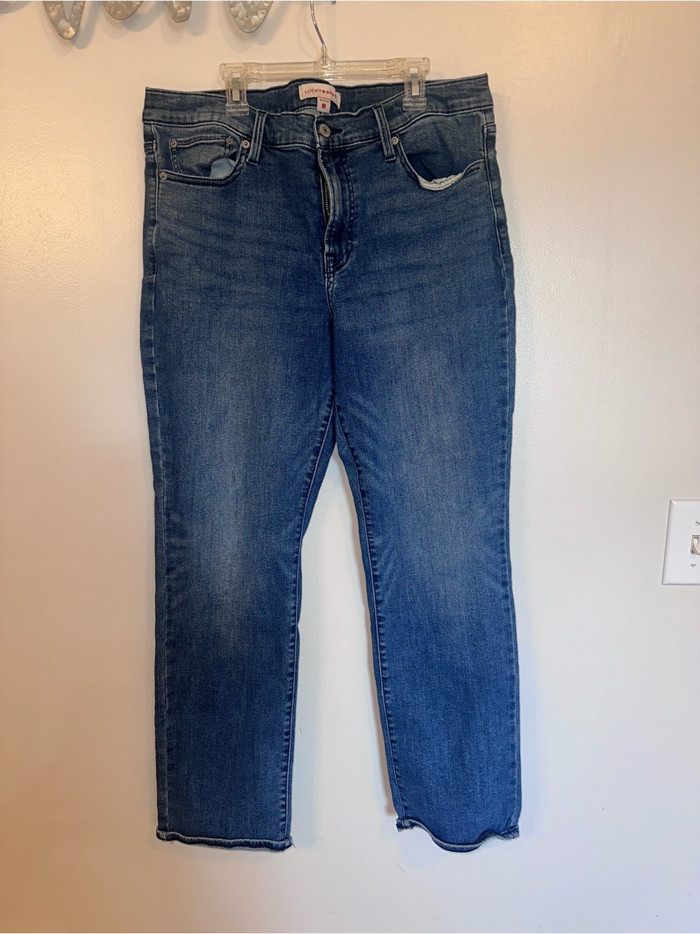 Lucky Brand Women's Mid Ride Straight Leg Dark Blue Denim Jeans